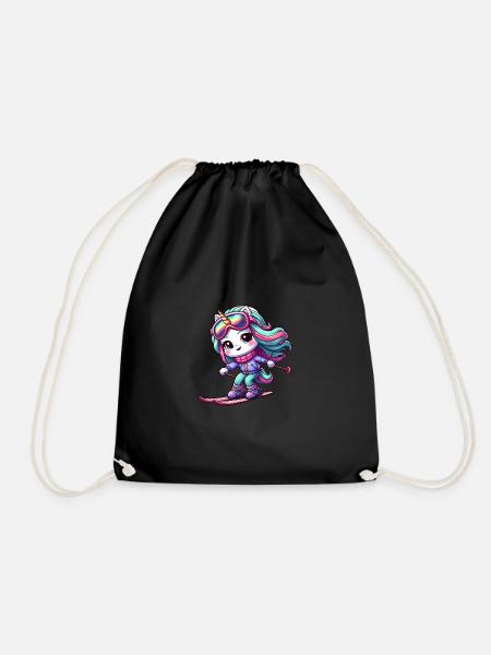 Licorne Skieur Sports d’hiver Montagnes magiques - Sac de sport léger - noir