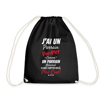 Ich habe ein Feuerwehr-Paten-LKW-Geburtsgeschenk - Turnbeutel - Schwarz - Vorne
