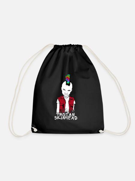 Punk Skinhead Rebellion Oi Gift Idea Anarchist - Drawstring Bag - black