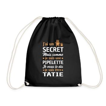 j'ai un secret / je vais être tatie / future tata - Sac de sport léger - noir - Devant