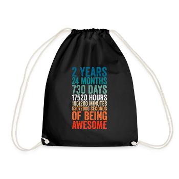 2nd anniversary gift, kids birthday gift, wedding - Drawstring Bag - black - Front