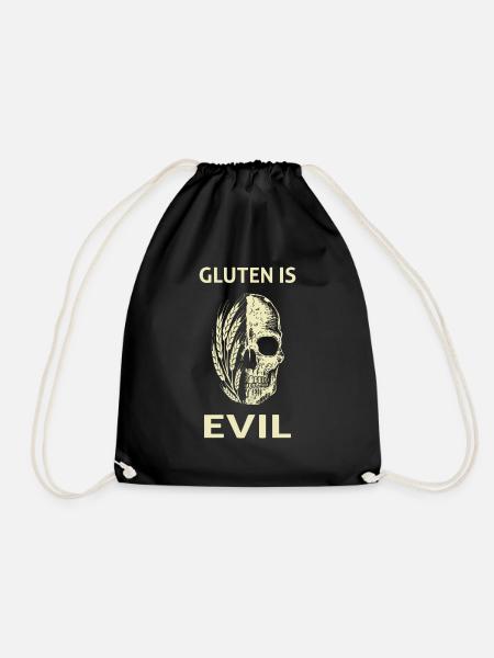 Gluten Intolerance Gluten Is Evil Coeliac Disease - Drawstring Bag - black