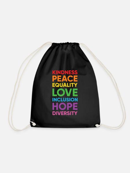 Human Peace Equality Kindness Diversity - Turnbeutel - Schwarz