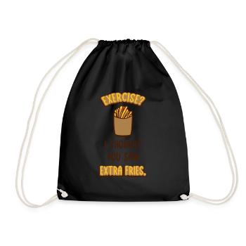 Exercise Extra Fries Quote - Drawstring Bag - black - Front