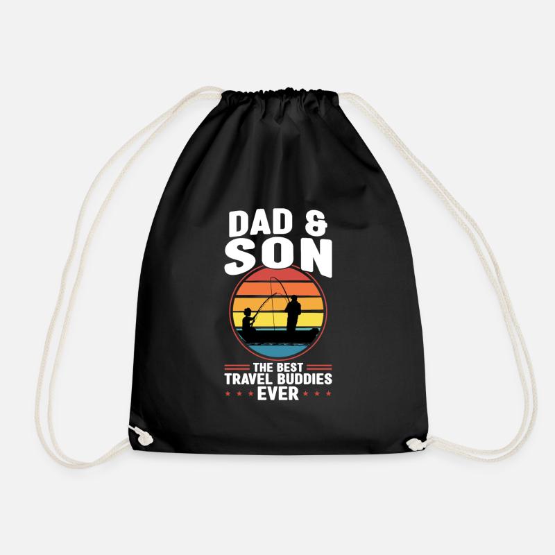 Vater Angler Vater & Sohn Söhne Geschenk - Turnbeutel - Schwarz