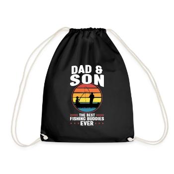 Vater Angler Vater & Sohn Söhne Geschenk - Turnbeutel - Schwarz - Vorne