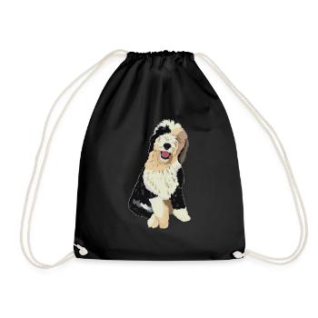 Sheepadoodle Dog Gift - Drawstring Bag - black - Front