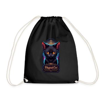 Schwarze Katze und Magie - Turnbeutel - Schwarz - Vorne