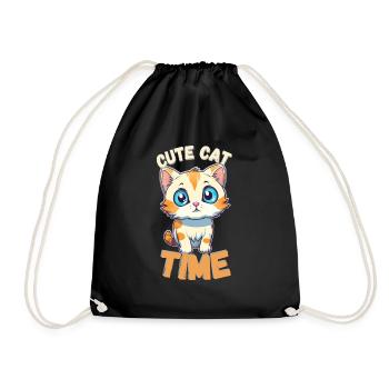 Cute cat - Drawstring Bag - black - Front