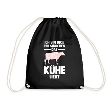 Kuh Landwirt Bauernhof Kühe - Turnbeutel - Schwarz - Vorne