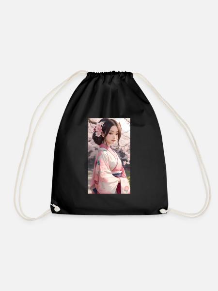 Hanami - beauty of the cherry blossom - Drawstring Bag - black