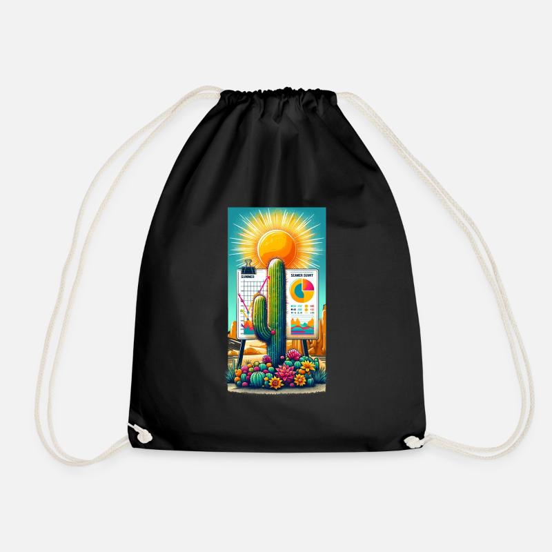 Cacti Summer Theme - Turnbeutel - Schwarz