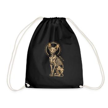 chat sphinx squelette tatouage - Sac de sport léger - noir - Devant