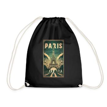 Paris | France | Sports Competition | 2024 | - Drawstring Bag - black - Front