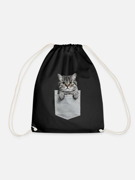 Britisch Kurzhaar Katze in der Tasche Geschenk - Turnbeutel - Schwarz