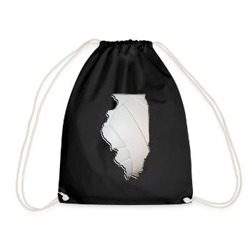 Illinois (United States) | real volleyball | Map - Drawstring Bag - black - Front
