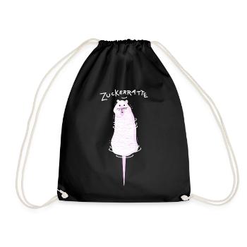 Lustige Ratte - Zuckerwatte - Turnbeutel - Schwarz - Vorne