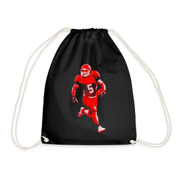 Red football player sprint - Drawstring Bag - black - Front