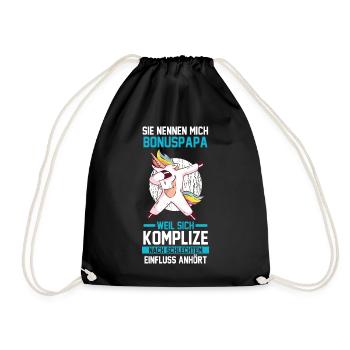 Dabbing Einhorn Bonuspapa - Turnbeutel - Schwarz - Vorne