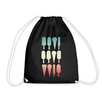 Cornet de crème glacée et crème glacée à l’eau - Sac de sport léger - noir - Devant