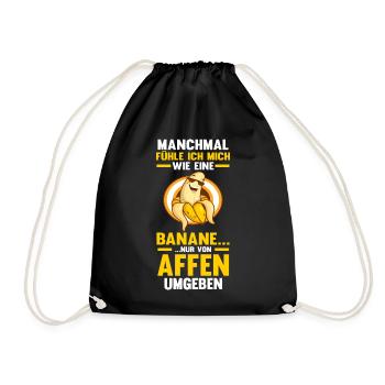 Früchte Affe Banane - Turnbeutel - Schwarz - Vorne