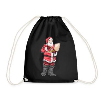Santa Claus Christmas Pizza - Drawstring Bag - black - Front