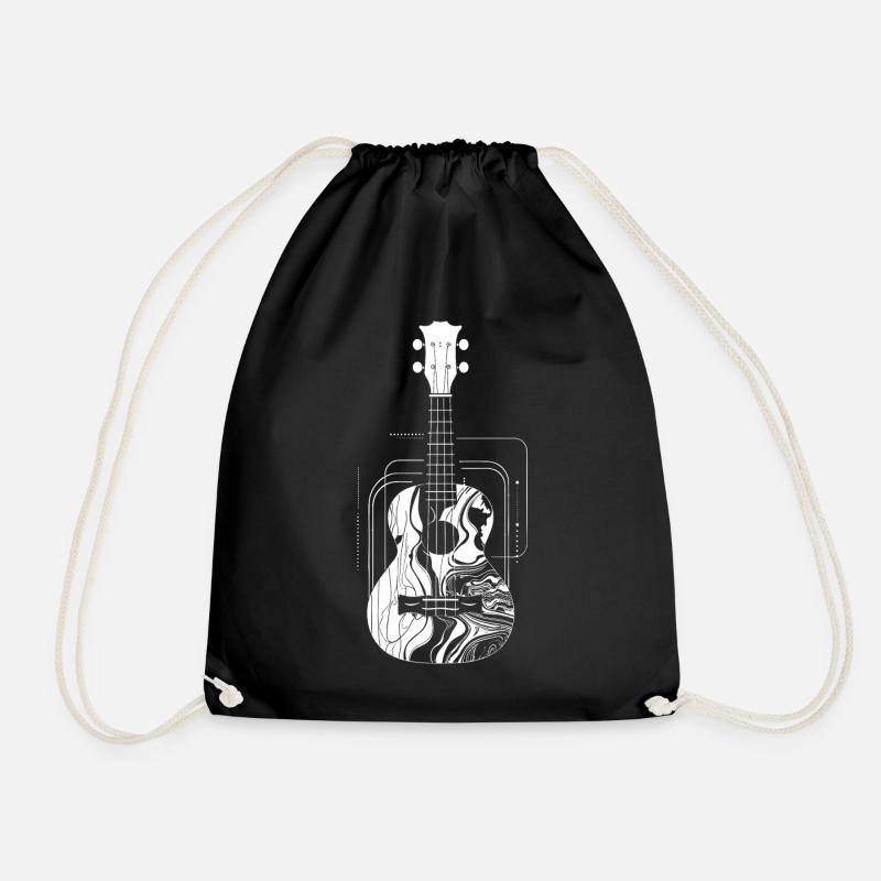 Ukulele Drawing - Drawstring Bag - black
