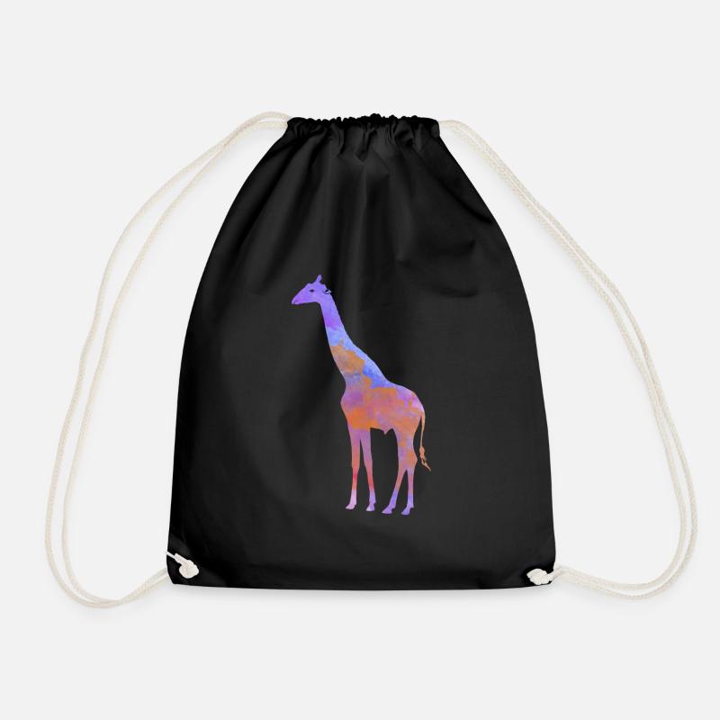 Giraffe colorful - Drawstring Bag - black