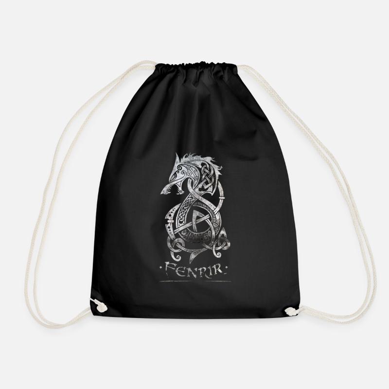 Fenrir Wolf - Oldstyle Walhalla Design - Turnbeutel - Schwarz