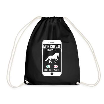 Mon cheval m'appelle - Faut que j'y aille - Sac de sport léger - noir - Devant