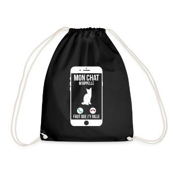 Mon chat m'appelle - Faut que j'y aille - Sac de sport léger - noir - Devant