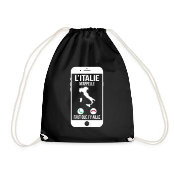 L'Italie m'appelle - Faut que j'y aille - Sac de sport léger - noir - Devant