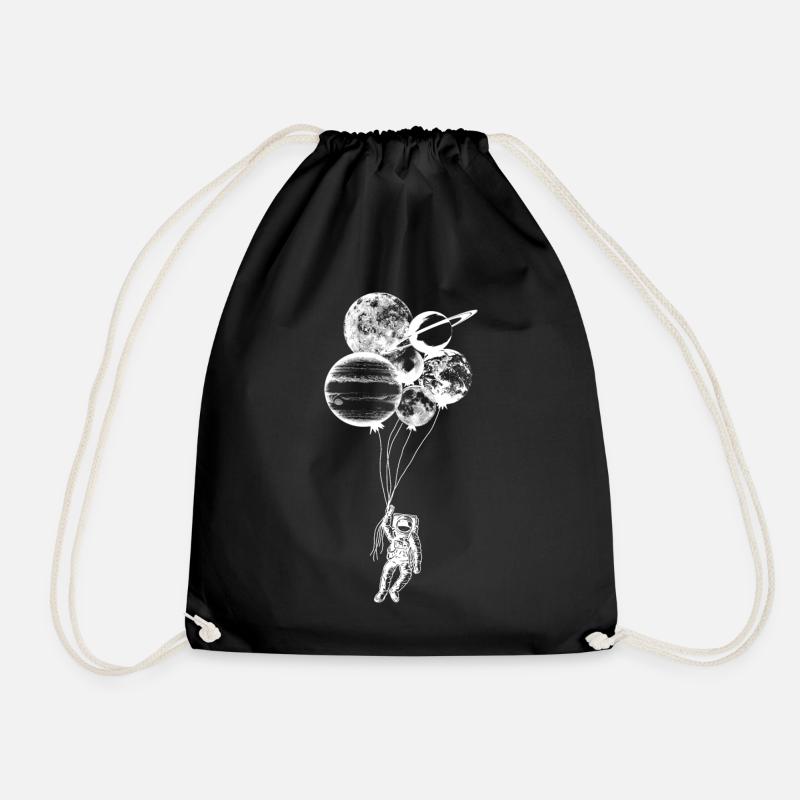 Astronaut mit Planetenballons - Space Design - Turnbeutel - Schwarz