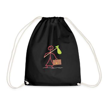 Travel Stick figure Holiday Long-distance travel Suitcase free - Drawstring Bag - black - Front