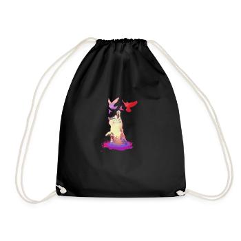 chat, pigeons, coloré, oiseaux, chatons, chat - Sac de sport léger - noir - Devant