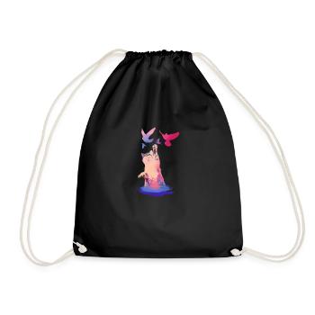 chat, pigeons, coloré, oiseaux, chatons, chat - Sac de sport léger - noir - Devant
