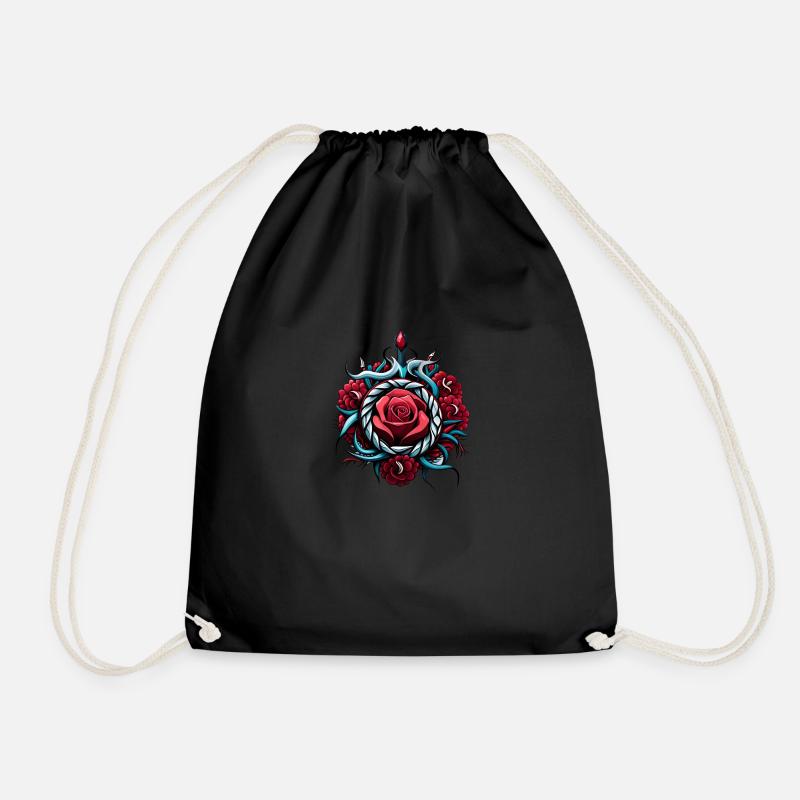 ROSE Tatoo - Drawstring Bag - black