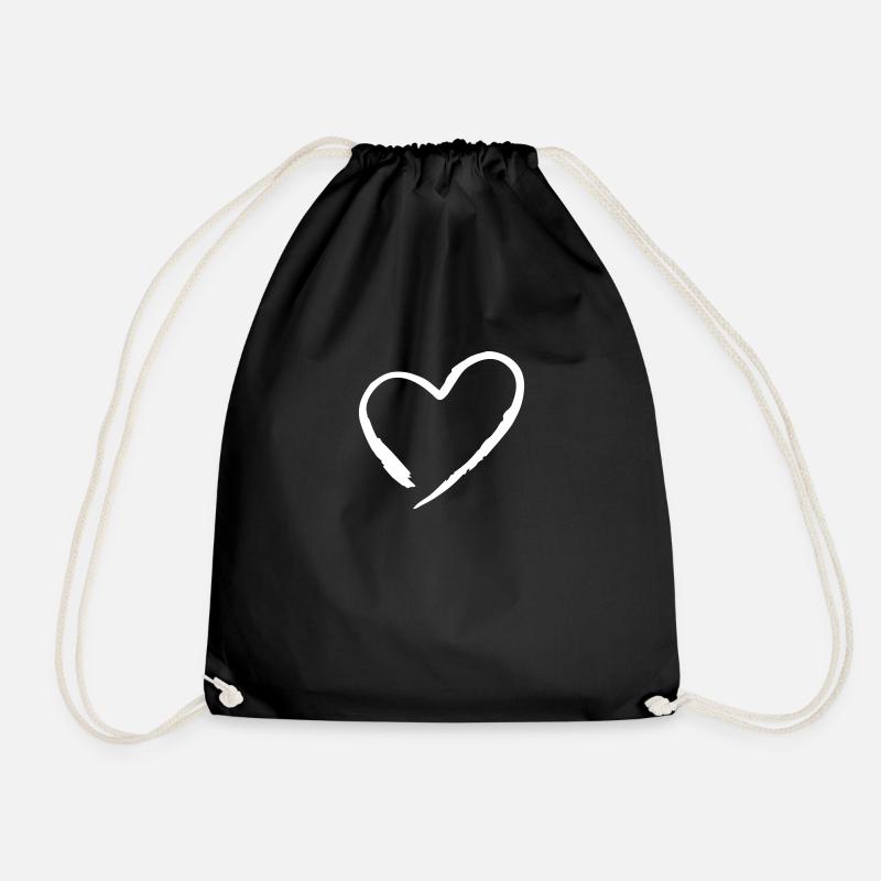 heart - Drawstring Bag - black