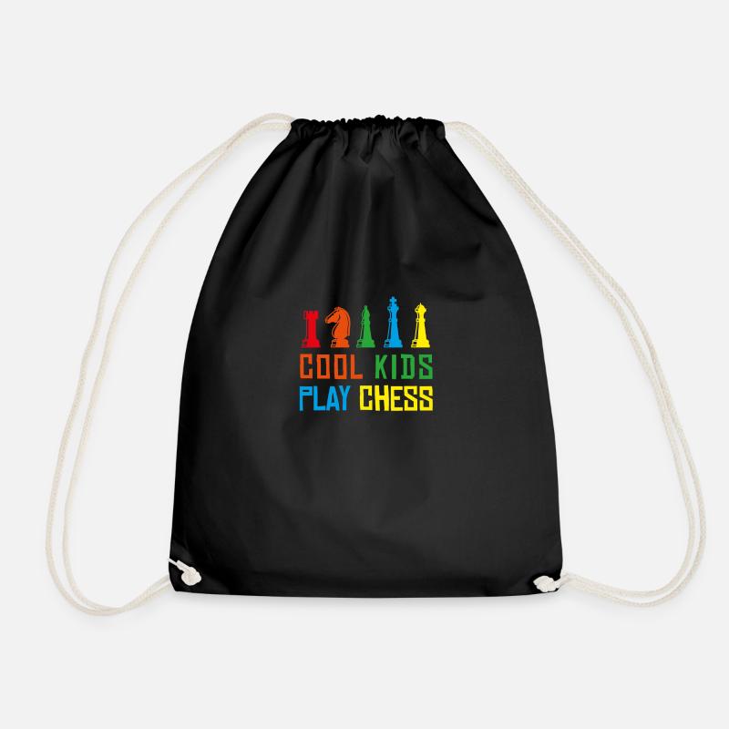 Chess kids chess board chess player checkmate - Drawstring Bag - black