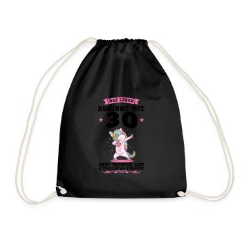 30. Geburtstag Einhorn 30 Jahre alt Geschenk - Turnbeutel - Schwarz - Vorne