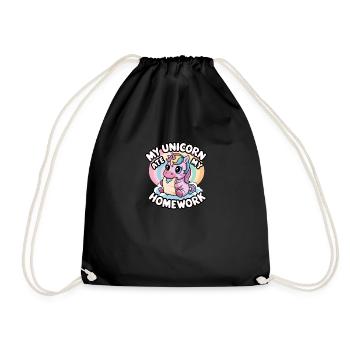 My unicorn has eaten my homework - Drawstring Bag - black - Front