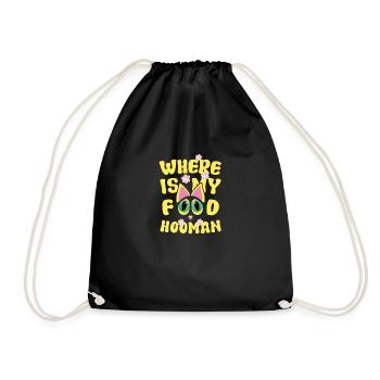 WHERE IS MY FOOD HOOMAN - Drawstring Bag - black - Front