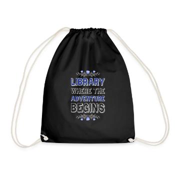 Adventure Begins At Your Library - Drawstring Bag - black - Front