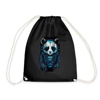 Cyber-Panda - Turnbeutel - Schwarz - Vorne