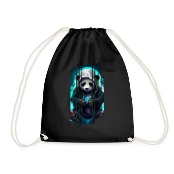 Animaux doux, cyber panda - Sac de sport léger - noir - Devant