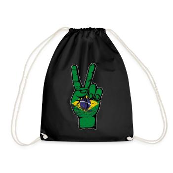 Brazil Flag Peace Victory Symbol used - Drawstring Bag - black - Front