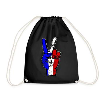 Frankreich Flagge Frieden Victory Symbol used - Turnbeutel - Schwarz - Vorne