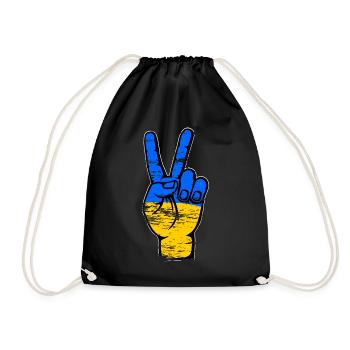 Symbole de victoire de la paix du drapeau de l’Ukraine utilisé - Sac de sport léger - noir - Devant