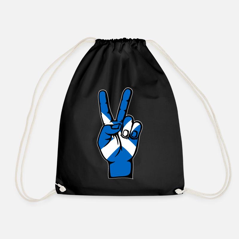 Scotland Flag Peace Victory Symbol - Drawstring Bag - black