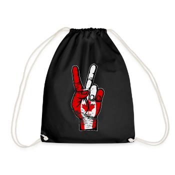 Canada Flag Peace Victory Symbol Used - Drawstring Bag - black - Front